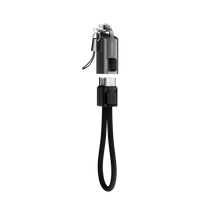 Porodo Chargeloop Keychain USB-C to USB-C Data Cable with 60W PD Output, 480Mbps Data Transfer Rate, 20cm Cable Length, Durable Zinc Alloy & Nylon Braided Material, High-Speed Charging, Compact Design - Black