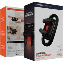 Porodo Lifestyle Power Pulse 8-Head Massage Gun with Red Light Therapy, 9 Speed Levels, 2 Hours Working Time, 3200 RPM Motor Speed, 25W Rated Power, 1500mAh Battery Capacity, USB-C Charging Port, Timed Massage Sessions, Deep Muscle Relief - Black
