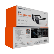 Porodo Lifestyle Vista Smart Audio Glasses with Built-in Microphone, 8 Hours Playtime, Type-C Charging Interface, UV400 Protection, Bluetooth Version 5.4, 15m Transmission Range, 2×80mAh Battery Capacity, Touch Control, Instant Touch Activation, Open-Ear Audio - Black