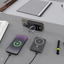 Porodo Qi2 Wireless 10000mAh Power Bank with Real-Time TFT Smart Display, Type-C Input & Output, 20W PD Fast Charging, 15W Wireless Charging, 2.5W Max Smartwatch Charging Output, 360° Rotating Ring Stand - Dark Gray