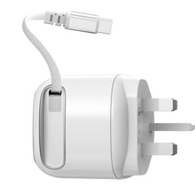 Porodo Ayuan Mini Travel Charger with GaN Technology, Retractable Type-C Cable, 65W Max Type-C Output, 65W Max Type-C Cable Output, 45W Total Output, Multi-Device Charging, Built-in Safety Features, Smiling Robot Design - White