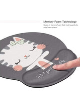 Ergonomic Mouse Pad with Wrist Support, Non-Slip Rubber Base Mousepad, for Home Office Gaming Working Computers Laptop, Easy Typing, Pain Relief, Memory Foam Rebound (Cute Cat)