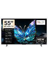 Television 55 Inch Smart TV 4K UHD HDR 10 Google TV, Dynamic Color Enhancement, Dolby Audio, HVA Panel, MEMC, Multiple Eye Care with Metallic Bezel-less Design, 55V6C (2025 Model) 55V6C black