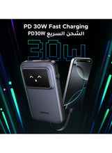 10000 mAh Uno Power Bank With USB Type C Cable Fast Charging Output Portable Charger Smart Screen Display With Vivid Emojis and Real-time Power Display Battery Pack for iPhone 16 15 Pro Max Space Gray