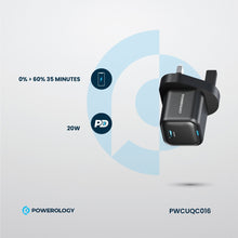 [PWCUQC016] Powerology 20W Single C Port PD Charger UK - Black