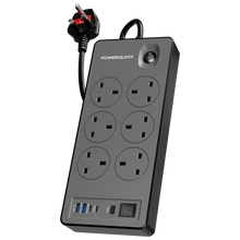 Powerology 6AC 2990W Power Strip PD 20W - Black