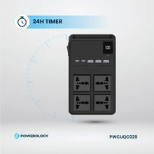 [PWCUQC029] Powerology 2500w 4 AC Power Strip with Built-In Retractable Cables - Black