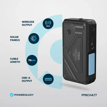 Powerology 27000mAh Solar Wireless Charging Power Bank - Black