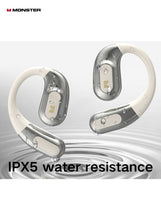 Monster AC330 Bluetooth Earbuds – Open-Back Design, IPX5 Waterproof, 24-Hour Battery Life, Noise-Canceling, Low Latency for Sports and Outdoor Activities