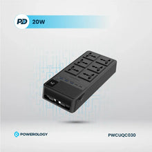 [PWCUQC030] Powerology 2500W 6AC Power Strip with Built-In Retractable Cables - Black