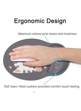 Ergonomic Mouse Pad with Wrist Support, Non-Slip Rubber Base Mousepad, for Home Office Gaming Working Computers Laptop, Easy Typing, Pain Relief, Memory Foam Rebound (Cute Cat)