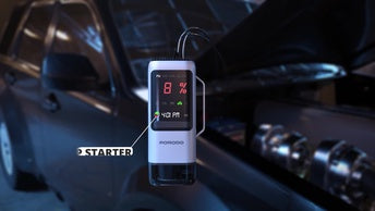 Porodo 6-in-1 Multifunction Power Tool with 8000mAh Power Bank, 1000A Jump Starter, 273m/s Blower, 5000Pa Car Vacuum, 200 Lumens LED Lights with SOS Mode, 22L/min Tire Inflator, 284m/s Suction Speed, 5000Pa Max Pressure, 1m USB-C Cable, 35cm Air Hose Length - Black / Gray