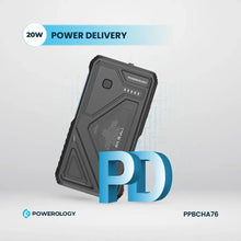 Powerology 20000mAh Solar Wireless Charging Power Bank - Black