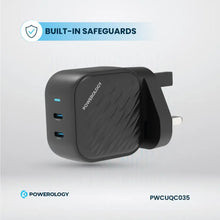[PWCUQC035] Powerology Gan Dual USB-C Wall Charger - Black